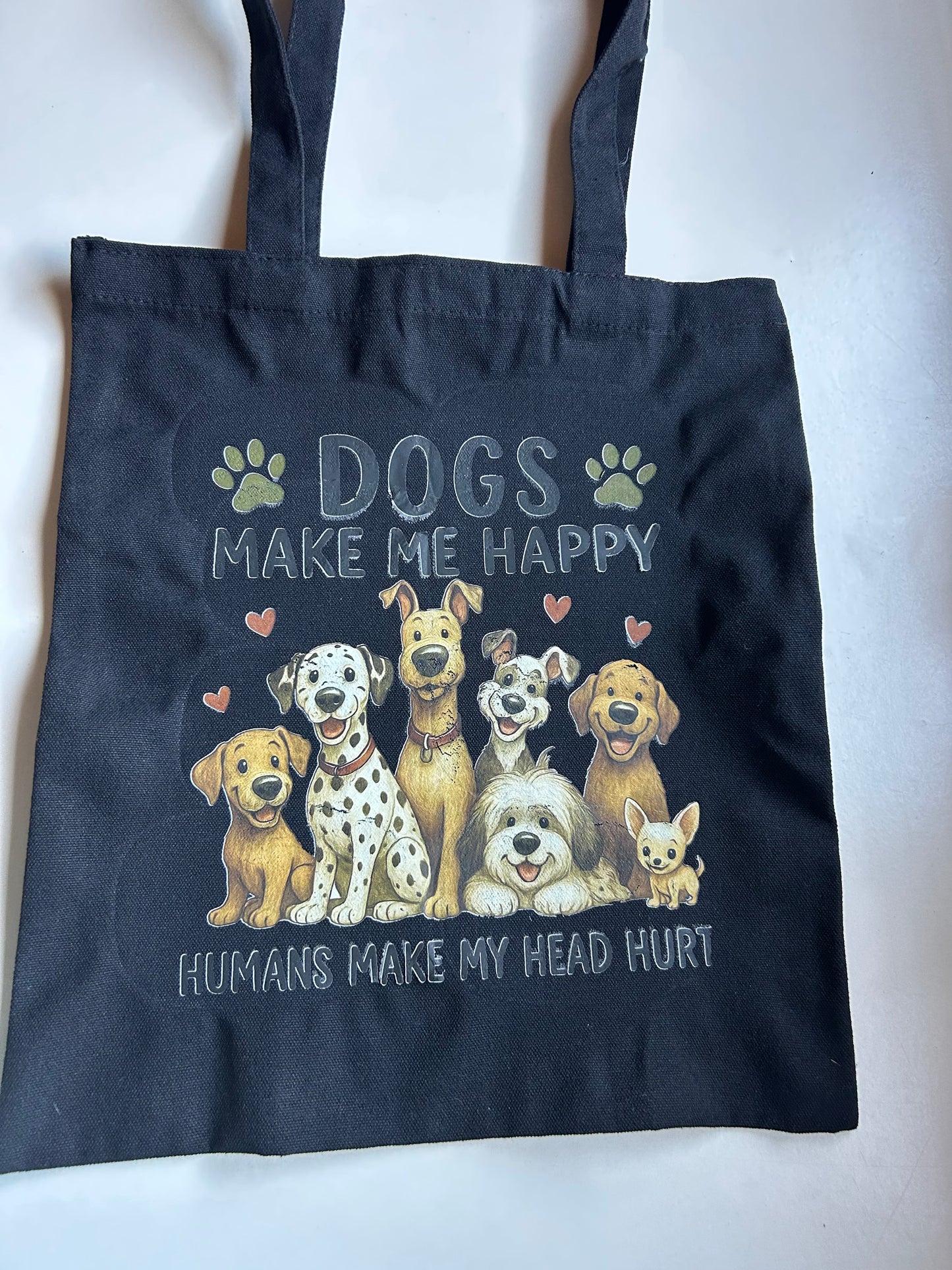 Dog Lover Tote Bag & Matching Zip Pouch Set – Funny "Dogs Make Me Happy" Design