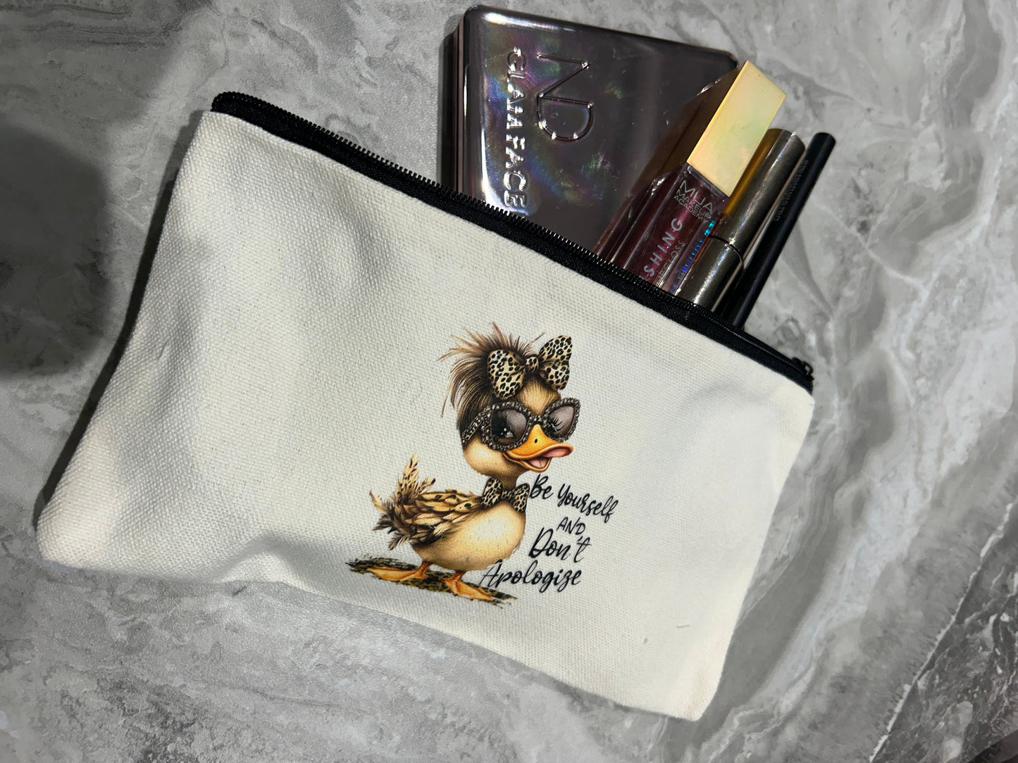 Duck Zipper Pouch – Cute Motivational Makeup Bag & Pencil Case
