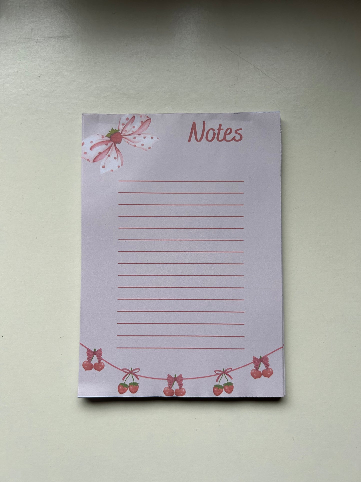 Cherry Notepad – Cute Pink Kawaii Stationery