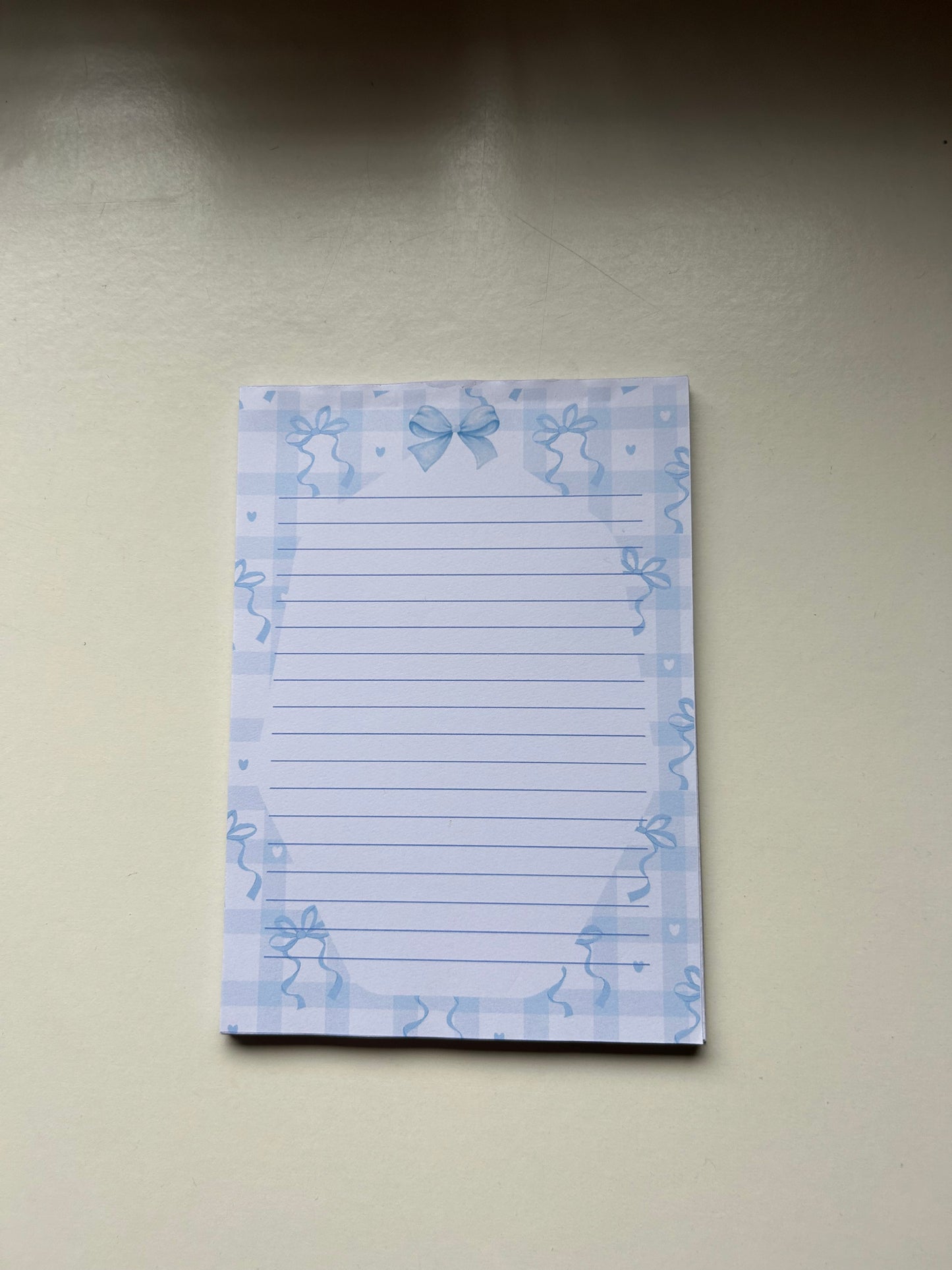 Blue Bow Notepad – Coquette Kawaii Stationery
