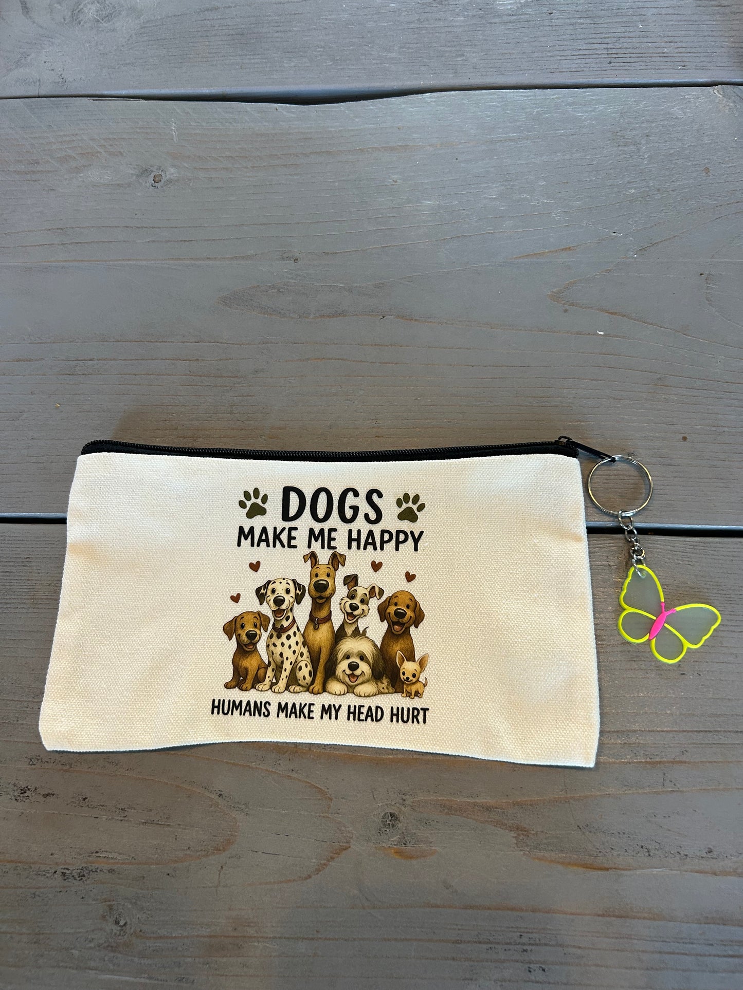 Dog Print Zipper Pouch – Cute Multi-Purpose Makeup Bag & Pencil Case