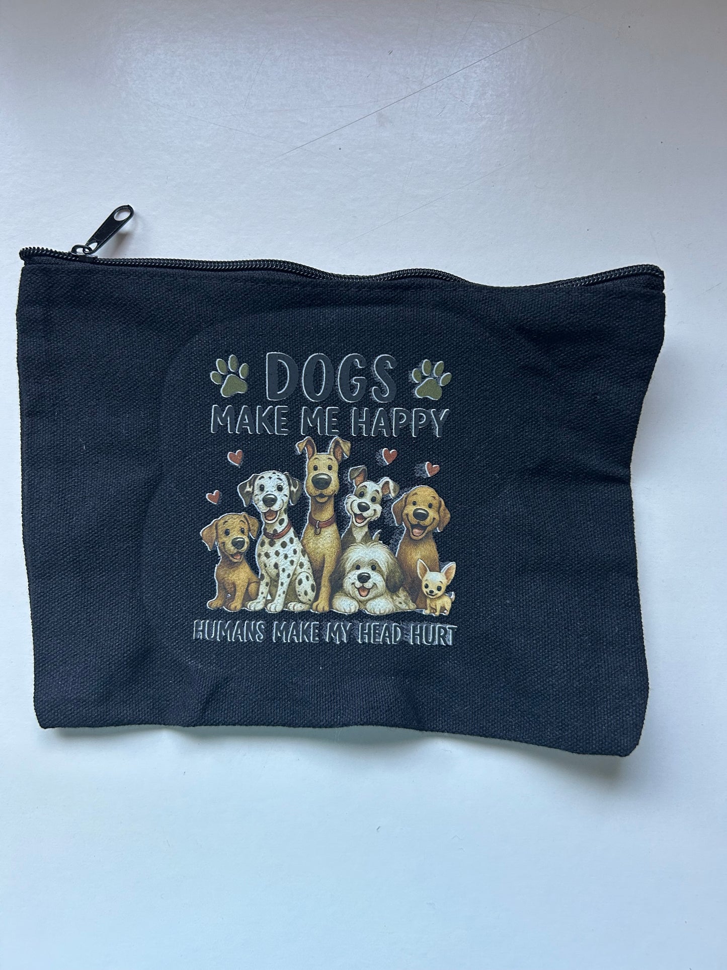 Dog Lover Tote Bag & Matching Zip Pouch Set – Funny "Dogs Make Me Happy" Design