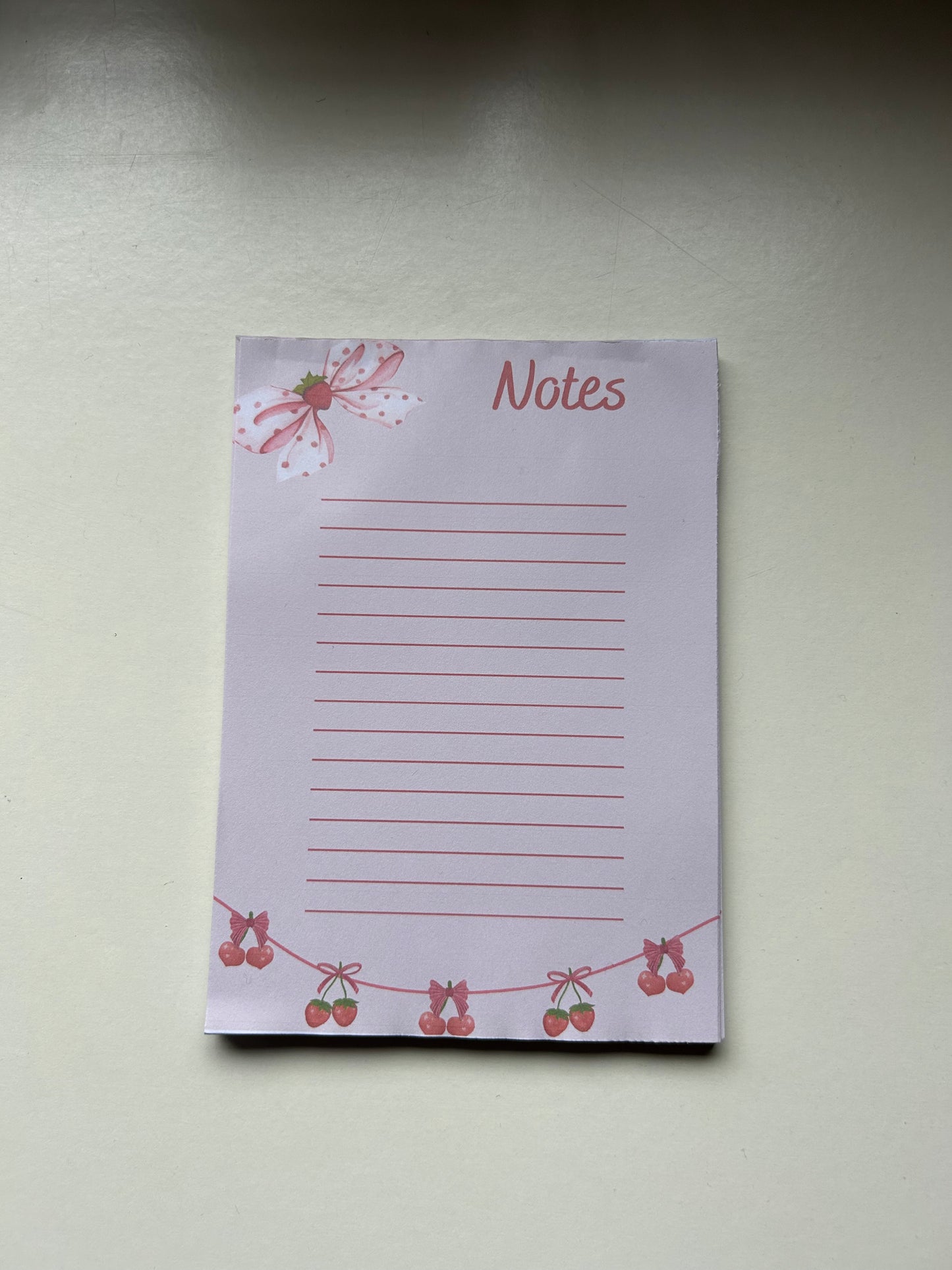 Cherry Notepad – Cute Pink Kawaii Stationery