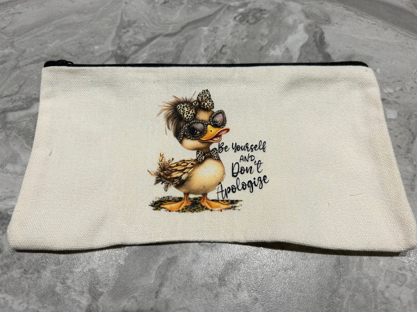 Duck Zipper Pouch – Cute Motivational Makeup Bag & Pencil Case