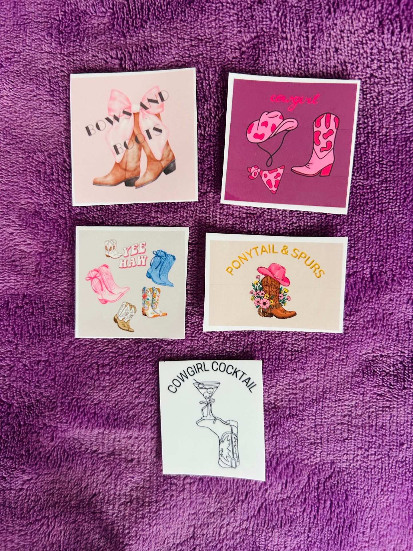 Cowgirl Vinyl Sticker Pack (5) – Western Aesthetic Laptop & Water Bottle Decals
