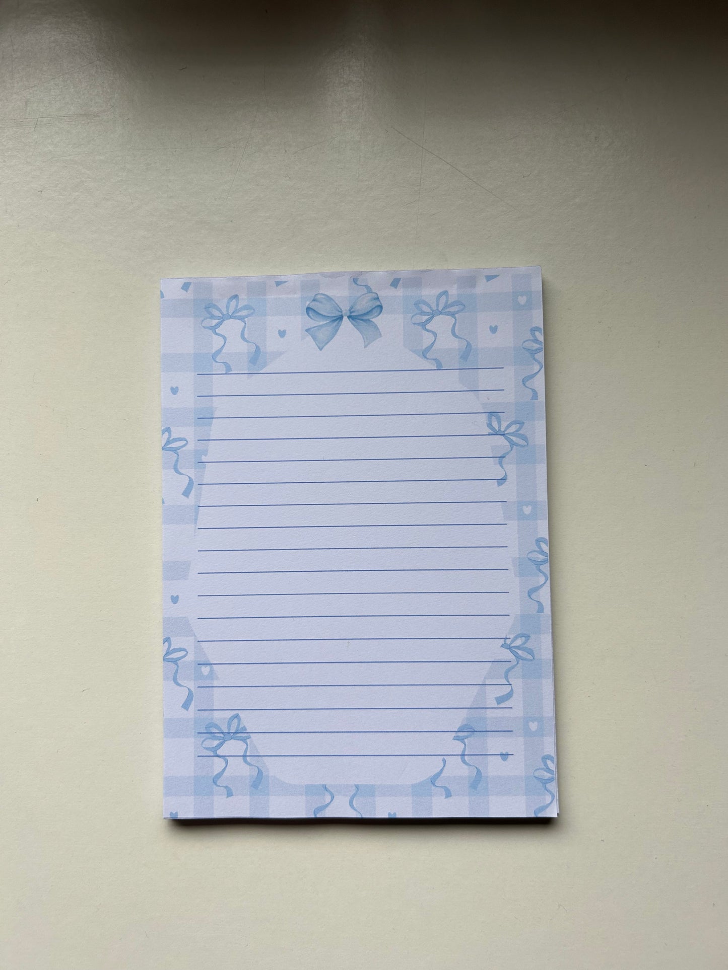 Blue Bow Notepad – Coquette Kawaii Stationery