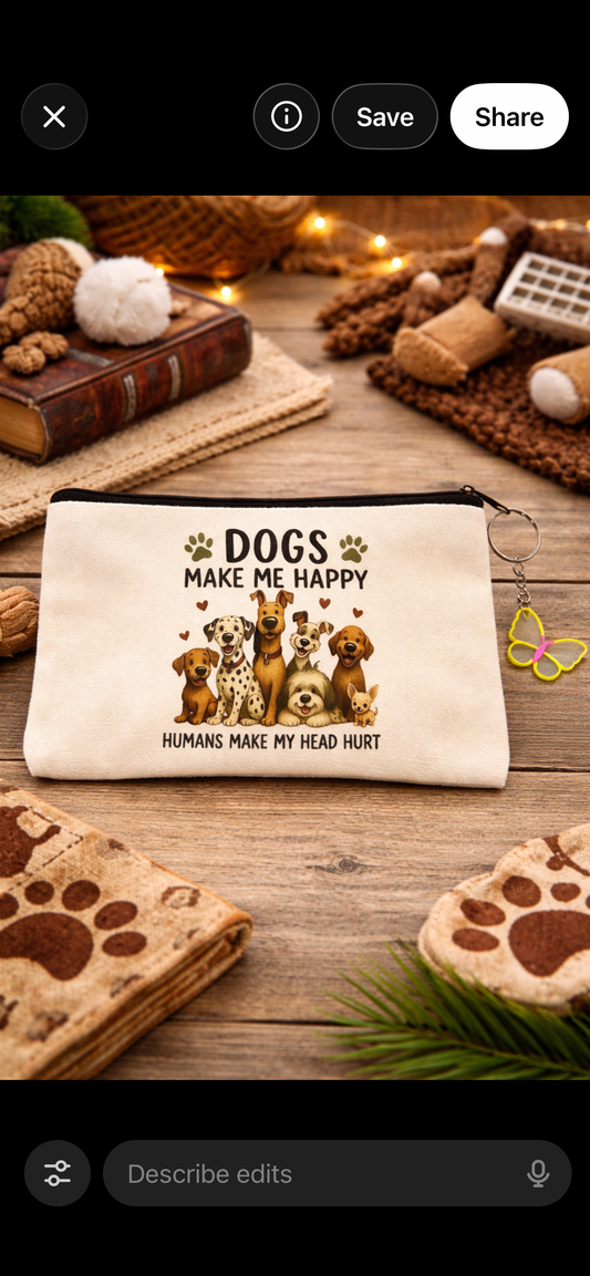 Dog Print Zipper Pouch – Cute Multi-Purpose Makeup Bag & Pencil Case