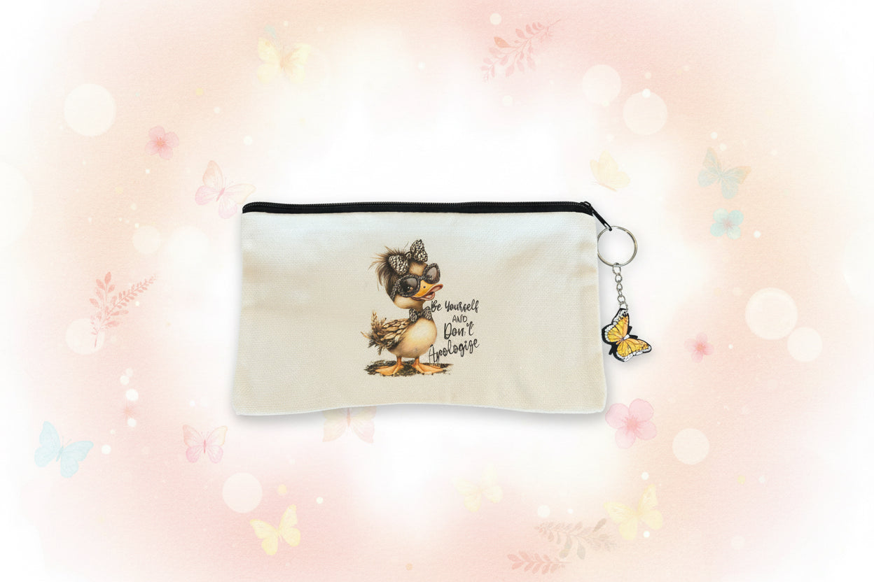Duck Zipper Pouch – Cute Motivational Makeup Bag & Pencil Case