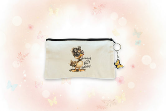Duck Zipper Pouch – Cute Motivational Makeup Bag & Pencil Case