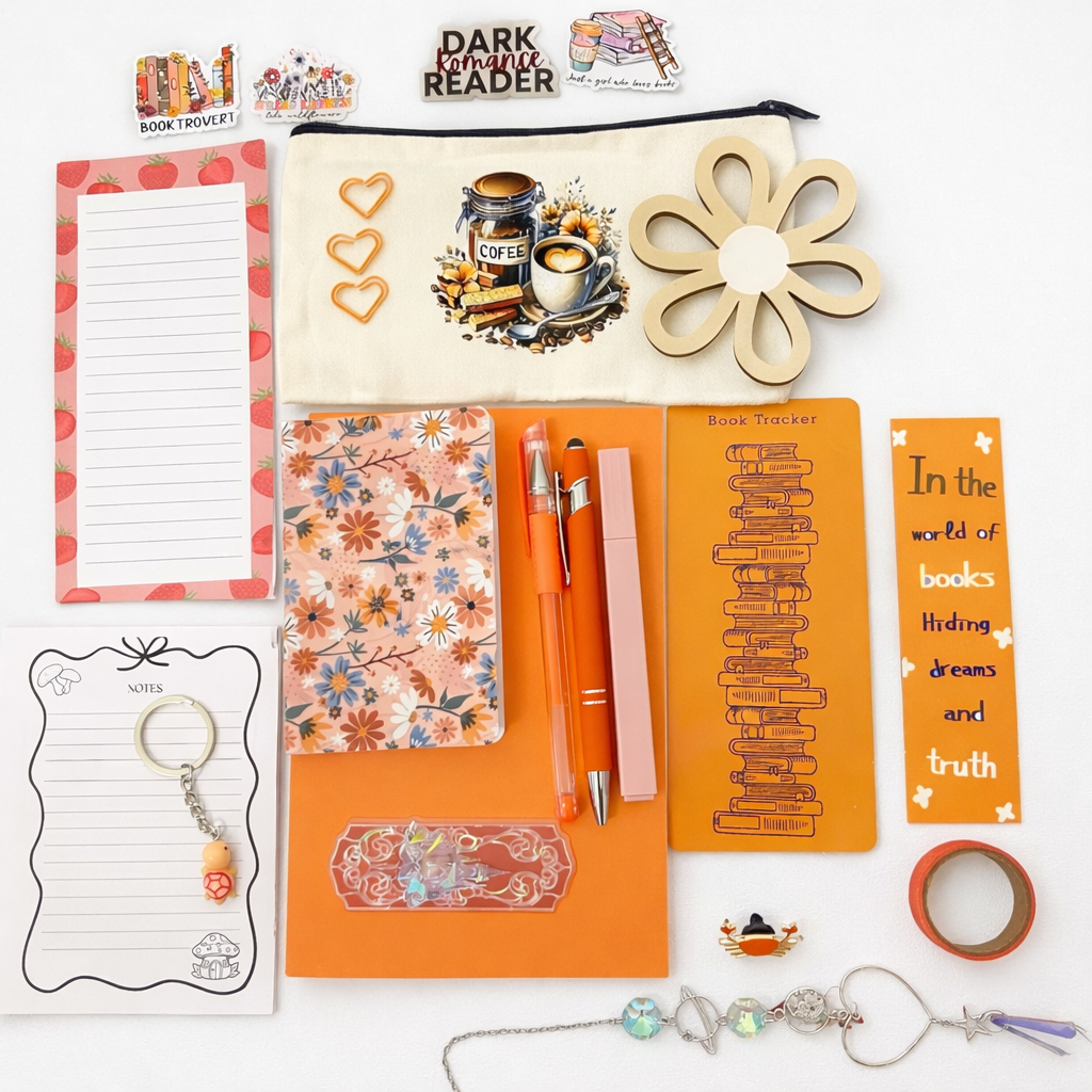 Cute Aesthetic Stationery Set with Pouch – Journal, Pens, Stickers & Notepad Gift Set