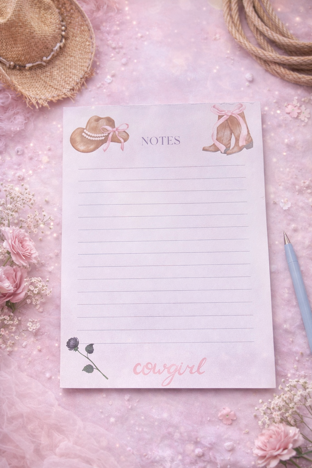 Pink Cowgirl A5 Notepad – Western Aesthetic Stationery
