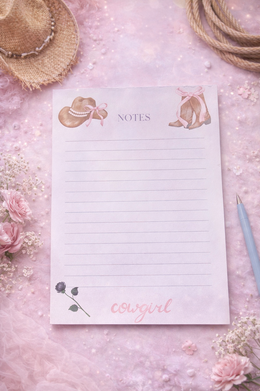 Pink Cowgirl A5 Notepad – Western Aesthetic Stationery