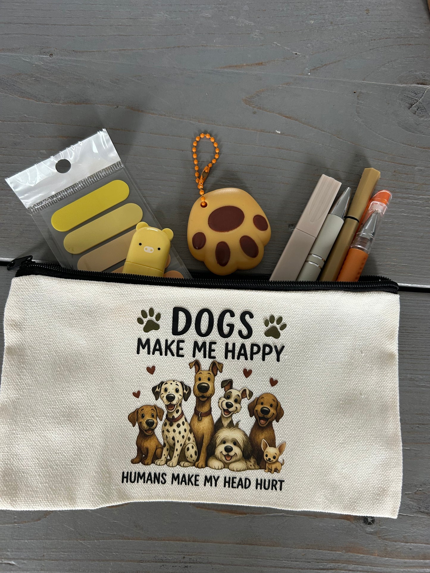 Dog Print Zipper Pouch – Cute Multi-Purpose Makeup Bag & Pencil Case