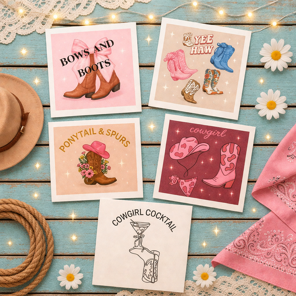 Cowgirl Vinyl Sticker Pack (5) – Western Aesthetic Laptop & Water Bottle Decals