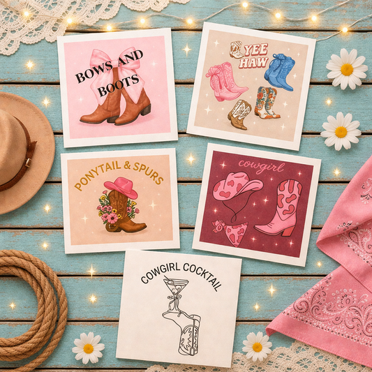 Cowgirl Vinyl Sticker Pack (5) – Western Aesthetic Laptop & Water Bottle Decals