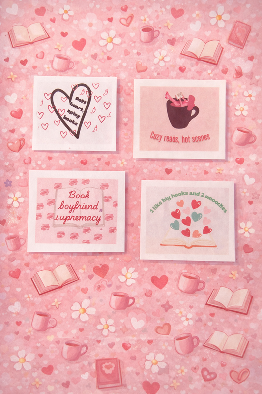 Book Themed Vinyl Sticker Pack (4) | Waterproof Reader Stickers for Planners, Laptops & Water Bottles