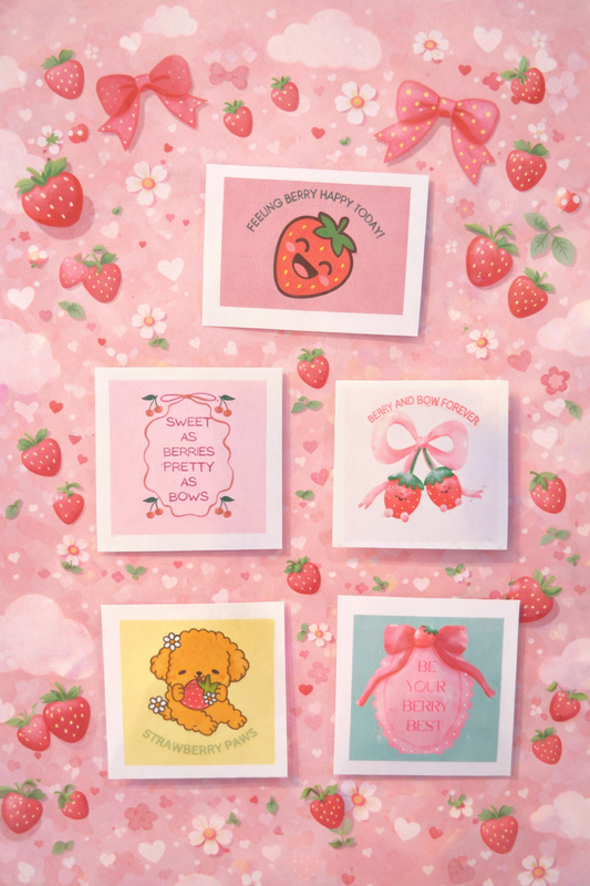 Bows & Berries Vinyl Sticker Pack (6) | Coquette Aesthetic Stickers | Cute Cottagecore Laptop Decals