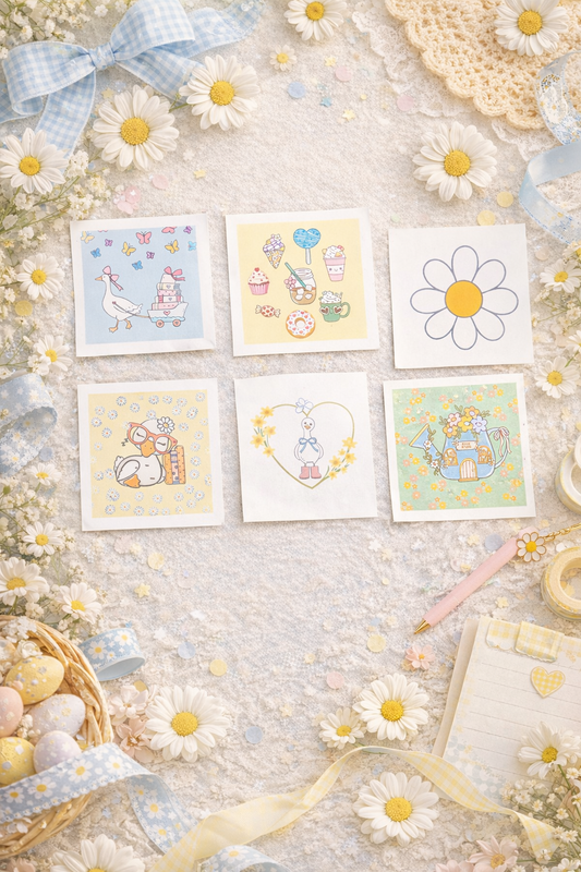 Cute Spring Goose Vinyl Sticker Set – Daisy, Cottagecore & Sweet Treat Aesthetic Stickers